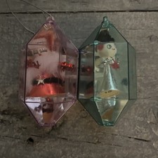 two vtg plastic christmas ornaments Santa Claus made in Japan. Around 1960’s picture