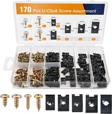 170Pcs Car U-Clip and Screw Assortment Kit 9 Different Sizes Automotive U Nut an picture