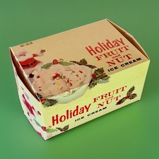 1960's Vintage HOLIDAY FRUIT & NUT Ice Cream Carton Unused SANTA Kitschy Dairy picture