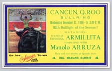 Vintage 1986 Cancun Bullring Matadors Postcard Manolo Armillita picture