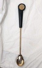21 Club New York Speakeasy Memorabilia Gold Tone Logo Cocktail Stir Spoon Flaw  picture