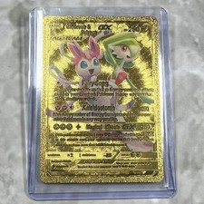 Gardevoir & Sylveon Tag Team Pokemon Gold FAN ART Card Embossed Collectible picture