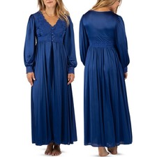 Shadowline Women's Plus Size Silhouette 54 Inch Long Sleeve Coat, Navy, 3X picture