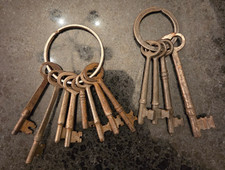 REAL Antique Vintage Skeleton Key 12 LOT & Snake Ring Chest Lock Halloween Decor picture