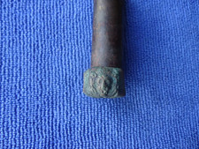 Antique Ancient Bronze Ring Heraldic Lion Shield Relief Relic Artifact Rare picture