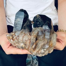3.74LBNatural Beautiful Black Quartz Crystal Cluster Mineral Specimen1.70kg picture