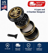 Bling Three Leaf Grinder Crusher 4-Layer 50mm Herb & Tobacco Grinder Alloy Metal picture