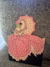 Vintage Art Deco Gibson Bridge Score Pad, Lady in Pink Polka Dots, 1930's picture