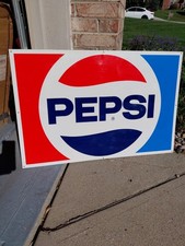 c.1970s Original Vintage Pepsi Sign Metal New Old Stock Mint Soda Coke NOS Clean picture