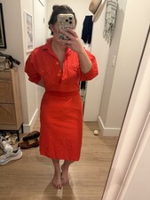Akris womens Size EU 38/ US 6 (fits like L) 3/4 Sleeve red Midi Dress Chic picture