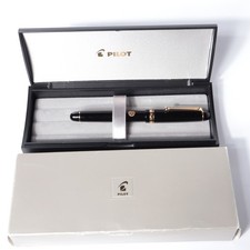 Pilot Custom 74 Rotary Club Fountain Pen 14K F Black Gold Excellent Boxed Used picture