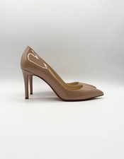 Christian Louboutin Kate Nude Patent Leather Pointed Toe Heels Size EU 38.5 picture