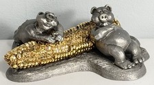 Michael Ricker Pewter Animal Cartoon Series Pigs On Corn Signed Limited Ed picture
