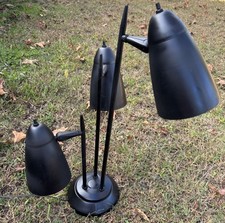 Vintage MCM Atomic Era 3 Way Lighting  Lamp w/ Bullet Shades 26” Tested picture