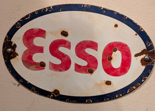 Vintage Esso Gasoline Porcelain Metal sign 12x8 picture