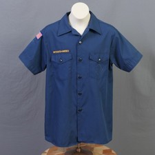 Boys Large Official BSA Boy Scout Cub Scout Short Sleeve Shirt ~ Blue ~   0428 picture