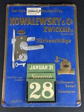 Vintage Advertising Sign Kowalewsky Zwickau Calendar Hardware Brilliant Locksmith RARE picture