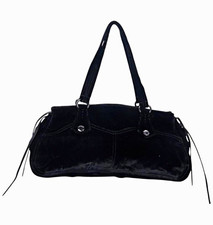 PRADA Vintage Moon Black Shoulder Bag Zip Top Silver Hardware Women's picture
