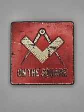 Rare Antique On The Square Cigarette Tobacco Tin Masonic Freemason picture