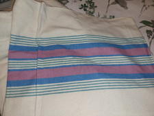Unused Ibex Flannelette Sheet Blanket Pink & Blue Stripes Texmade Full 80