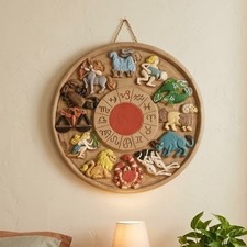 1960s/1970s Vintage Mid-Century Modern Zodiac Carved Wall Plaque Astrology 22” picture
