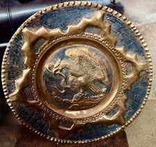 Huge Mexican Shield High Relief Had Wrought Wall Plaque impressive 20” picture