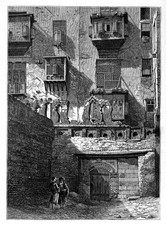 Facade of a house in old part of Cairo Egypt c1890 Carved pierced - Old Photo picture