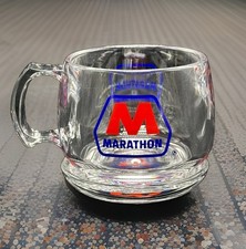 Vintage Marathon Petroleum Hard Plastic Mug Collectible with Matching Coaster picture