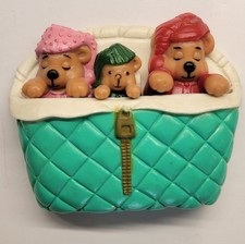 Giftco Vintage 1980s 3 Bears Bed Memo Buddies Refrigerator Magnet Complete Set picture