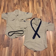 Vintage US Air Force Tan Shade 1505 Uniform Shirts Lot Airman 1st Class Tie 15.5 picture
