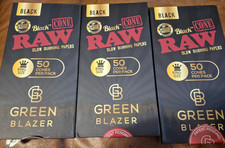 Green Blazer BLACK Raw Cones 150 Pack Slow Burning  Black King Size picture