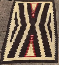 Vtg Antique NAVAJO EYE DAZZLER  Rug Blanket 100% Wool Handmade Textile Art picture