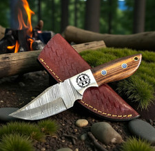Personalized Damascus Steel Hunting Knife, Custom Fixed Knife, Gift for Men picture