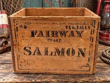 Vintage Wood Fairway Alaskan Salmon Crate Wooden Box picture