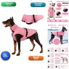 OUOBOB Waterproof Dog Jacket Fleece Lined Pink 3XL picture