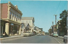 Bar Harbor Maine ME Main Street Rexall Drugs Classic Cars Postcard 1950s picture