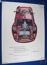 RARE Vintage Factory Porsche  911 turbo cutaway with specs  Poster 30 X 40