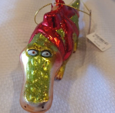 New Dillards Trimmings Alligator Crocodile Glass Blown Ornament (69A) picture