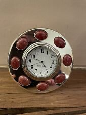 William Yeoward Clock With Red Stones In Silver RRP £175 picture