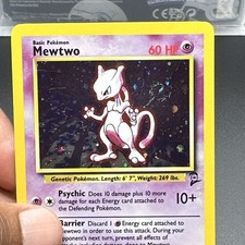 Pokémon Mewtwo Holo Base Set 10/130 1999 Wizards English Trading Card LP SWIRL picture