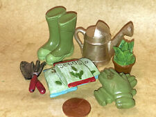 Small Gardening Dollhouse Miniature set resin gloves seeds boots watercan shovel picture
