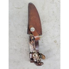 Vintage Chipaway Cutlery Fixed Blade Hunting Knife Stag Handle Sheath 9.5