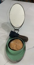 Vintage Metal Vanity Shaving Case With Oval Mirror, For Traveling. ￼ picture