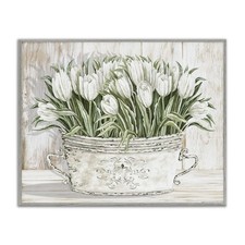 Stupell Industries 'fresh White Tulip Flowers Vintage' Framed Giclee Art picture
