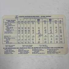 1966 1967 Mercedes Benz US Price Brochure Card 200 230 SL 250SE 300SE 300SEL 600 picture