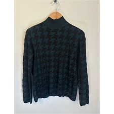 Akris Punto Black & Dark Green Houndstooth Mock Neck Sweater picture