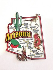 ARIZONA STATE MAP AND LANDMARKS COLLAGE FRIDGE COLLECTIBLE SOUVENIR MAGNET FMC picture