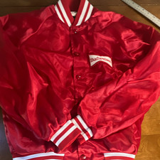 VTG Budweiser Red Satin Snap-Front Jacket Anheuser-Busch A&Eagle Collection picture