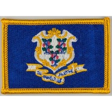 Connecticut State Flag Patch - Sew-On - Gold Border picture