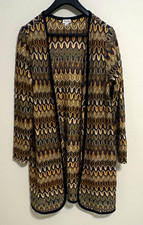 MISSONI Inspired-Multicolor Open-Knit Geometric Open Front Cardigan picture